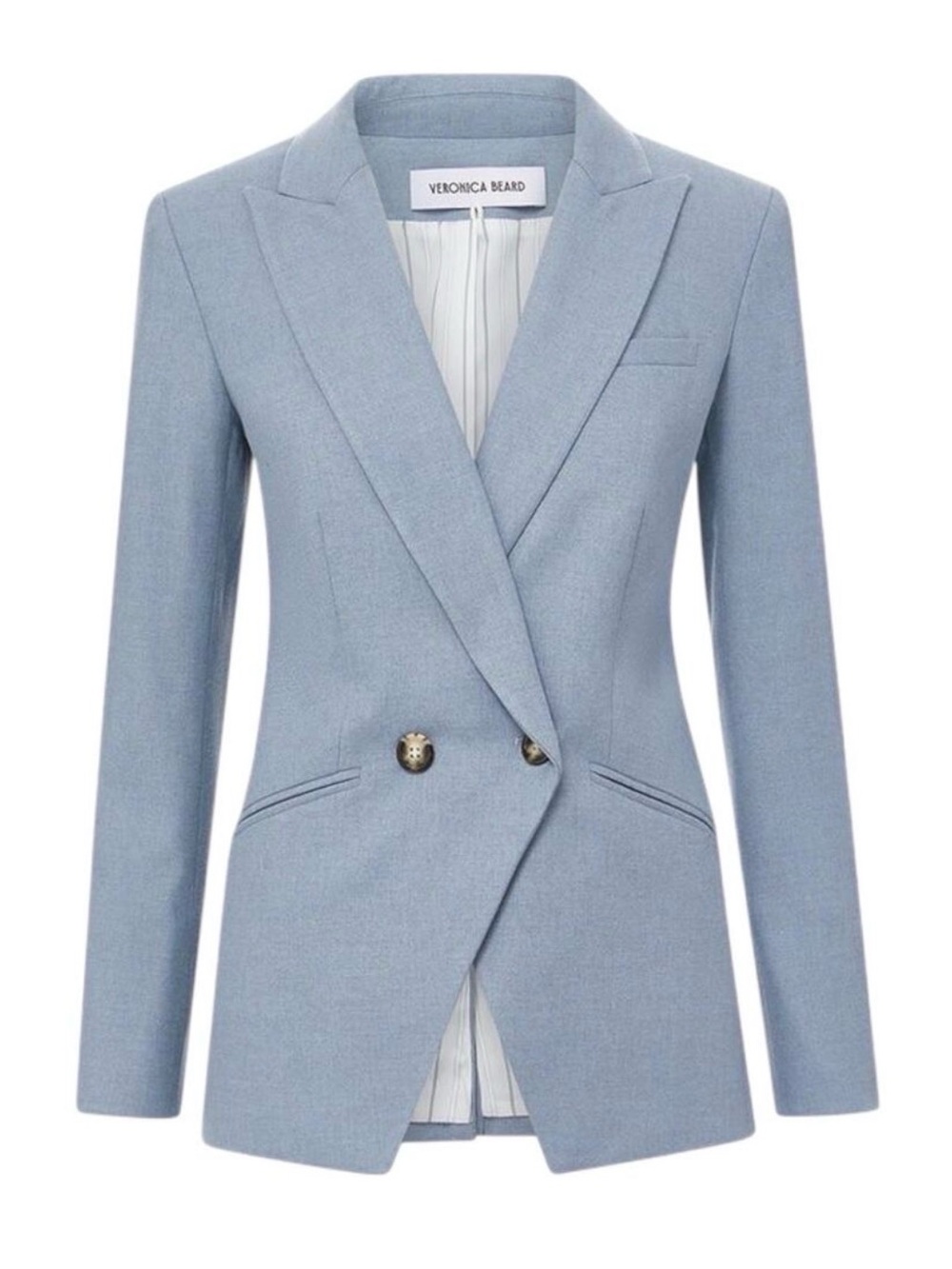 Veronica Beard Powder Blue Tailored Double-Breasted Blazer - Picture 15 of 16